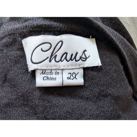 Chaus Womens 2X Black & White Diamond Pattern Button-Front Cardigan Sweater - Picture 5 of 8